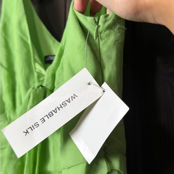 Y2K Jonathan Martin Studio Green Silk Ruched Fit & Flare Sleeveless Midi Dress 8 - Picture 5 of 7